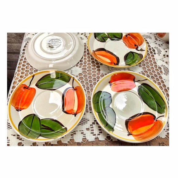 Vintage Mid Century Modern Pumpkin Cup Saucer Set - Picture 3 of 8